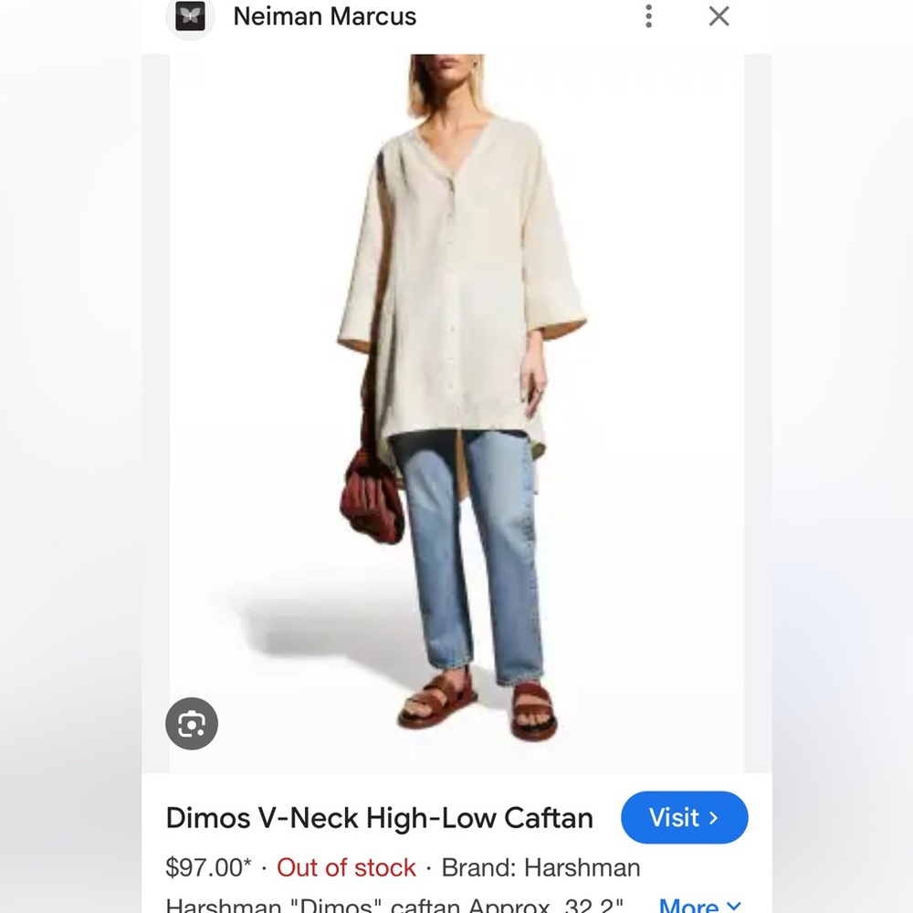 Harshman Cream V-Neck High-Low Tunic